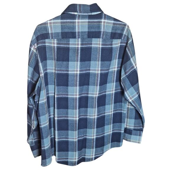 Northwest Territory Men's Large Blue Plaid Heavyweight Pocket Button Front Shirt - Picture 2 of 6